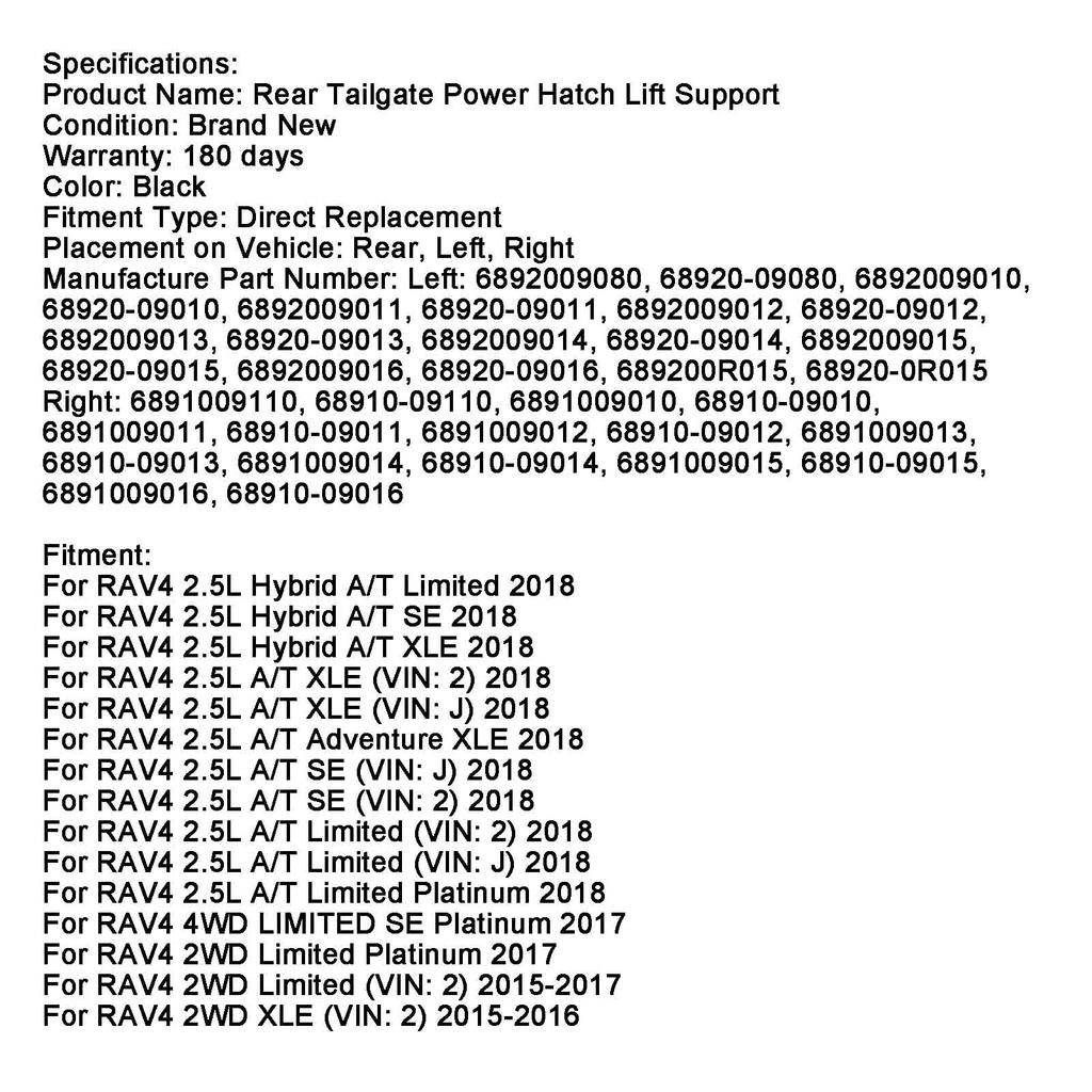 Pair Power Liftgate Actuator Assembly 68920-09010 fit Toyota RAV4 2013-2018