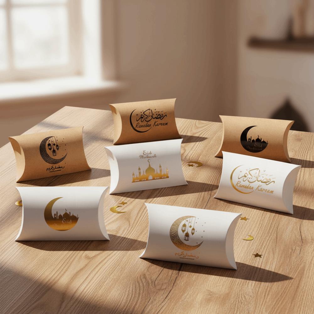 10 Peças Design de Lua Crescente Embalagem de Presentes de Ramadã Sacola de Doces Eid Mubarak Festa Muçulmana Islâmica