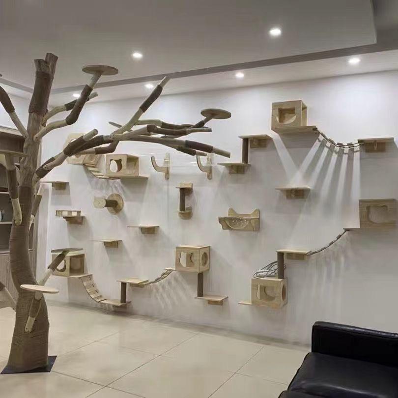 1 Pieza Árbol para Gatos Montado en la Pared Puente de Escalada para Gatos con Rascador y Hamaca para Gatos Escalera de Sisal para Jugar y Descansar Gatitos