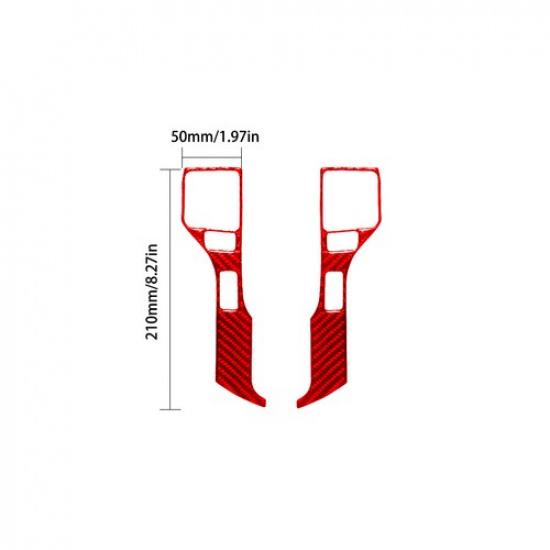 2Pcs Red Carbon Fiber Interior Steering Wheel Cover Trim For Toyota Tacoma