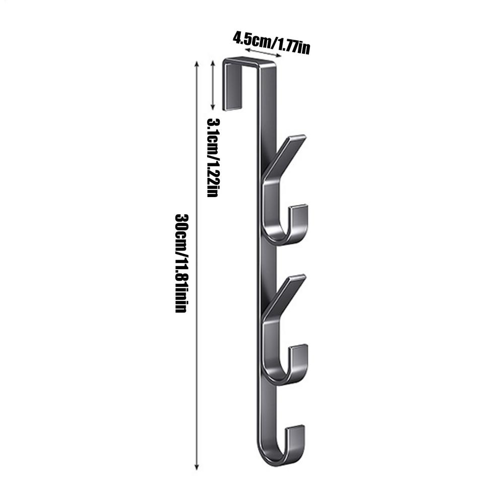 

5 Hooks Door Back Hanger, Carbon Steel Sturdy Over Door Hooks, Clothes Hanger Space Saving Vertical 7 Hooks Storage Coat Hanger