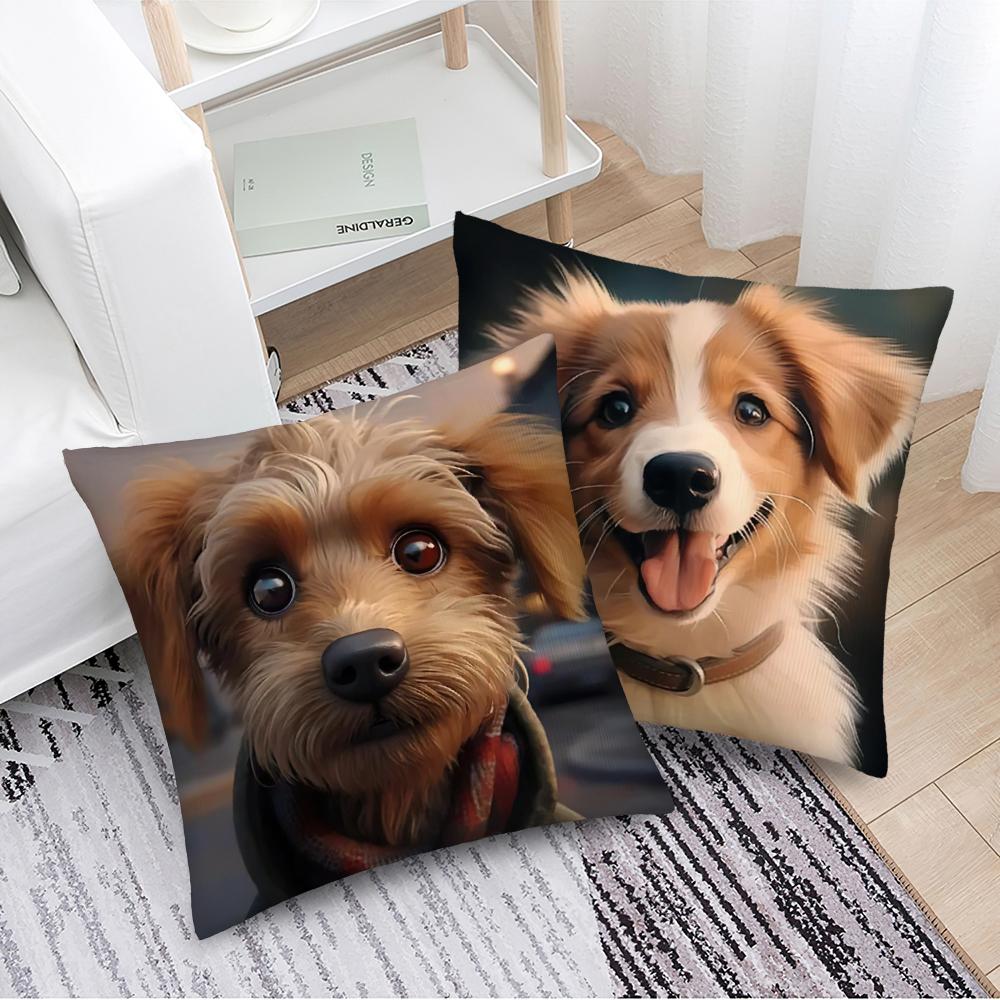 Cute Dog Throw Pillowcases Throw Pillow Cover for Living Room Bedroom Sofa Car Cushion Cover Pillowslip