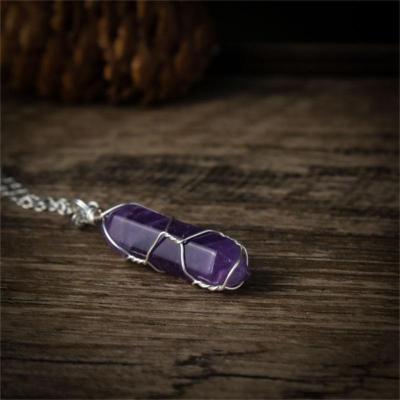 Healing Crystal Pendant Necklaces Pointed Stone Charm Necklace Spiritual Gemstones Pendants Jewelry for Women Girls