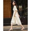 Demana Women's Square Collar Puff Sleeve A-line Midi Dress