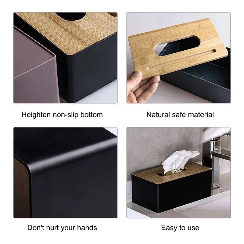 Wooden Tissue Holder Household Tissue Storage Box Detachable Tissue Box Elegant and Simple