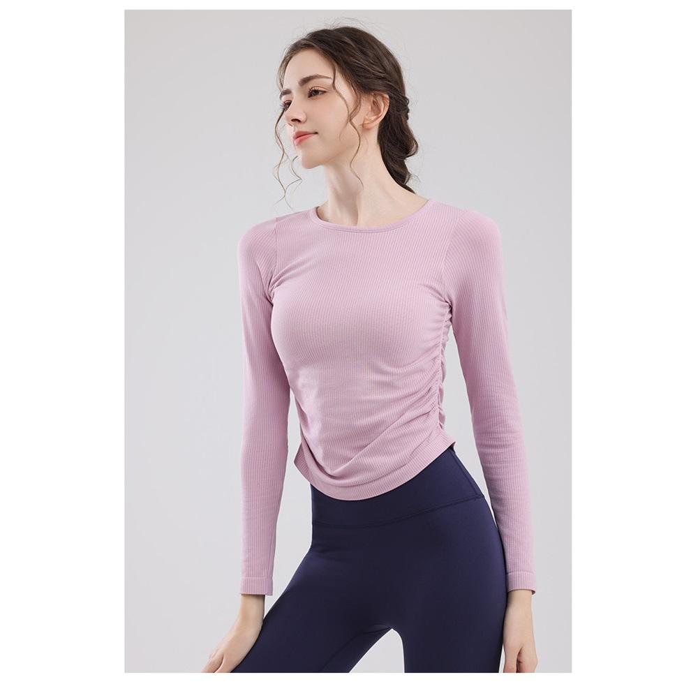 Pilates Long Sleeved Slimming And Fashionable Fitness Suit Top With Chest Cushion For Slimming, Dance Training, Running, Yoga Suit