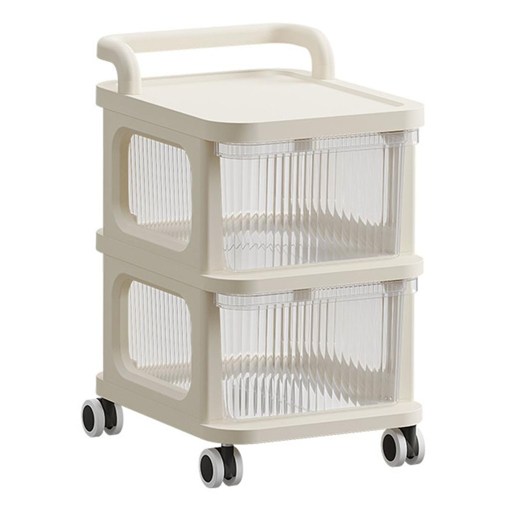 Rolling Cart with Clear Drawer Multifunction Rolling Storage Cart Organizer with Wheels for Bedroom Kitchen Office 2