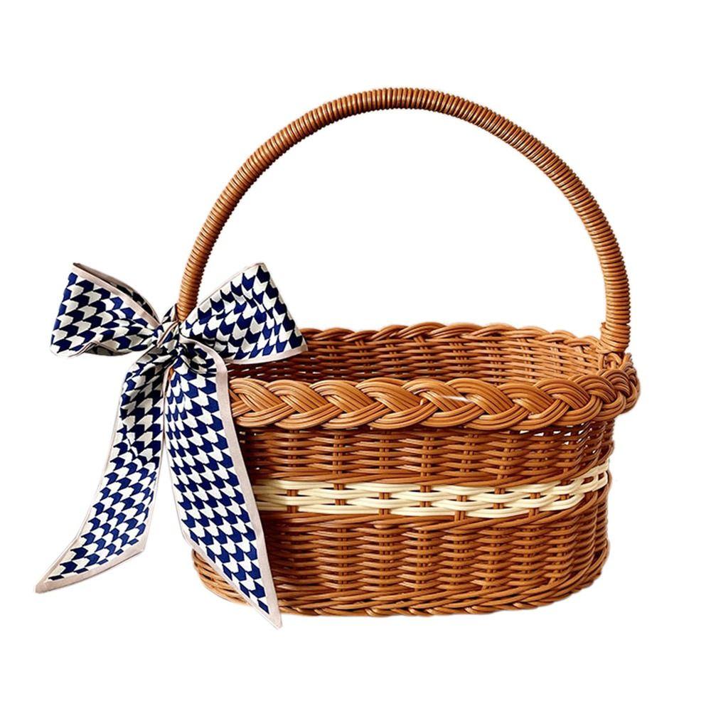 Willow Rattan Flower Basket Sturdy Storage with Handle Vegetable Storage Basket Handmade with Taurus Flower Arrangement Basket