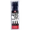 Brush Pen - SAKURA - PIGMA BRUSH - Set of 3 - Black Color - Fine Tip