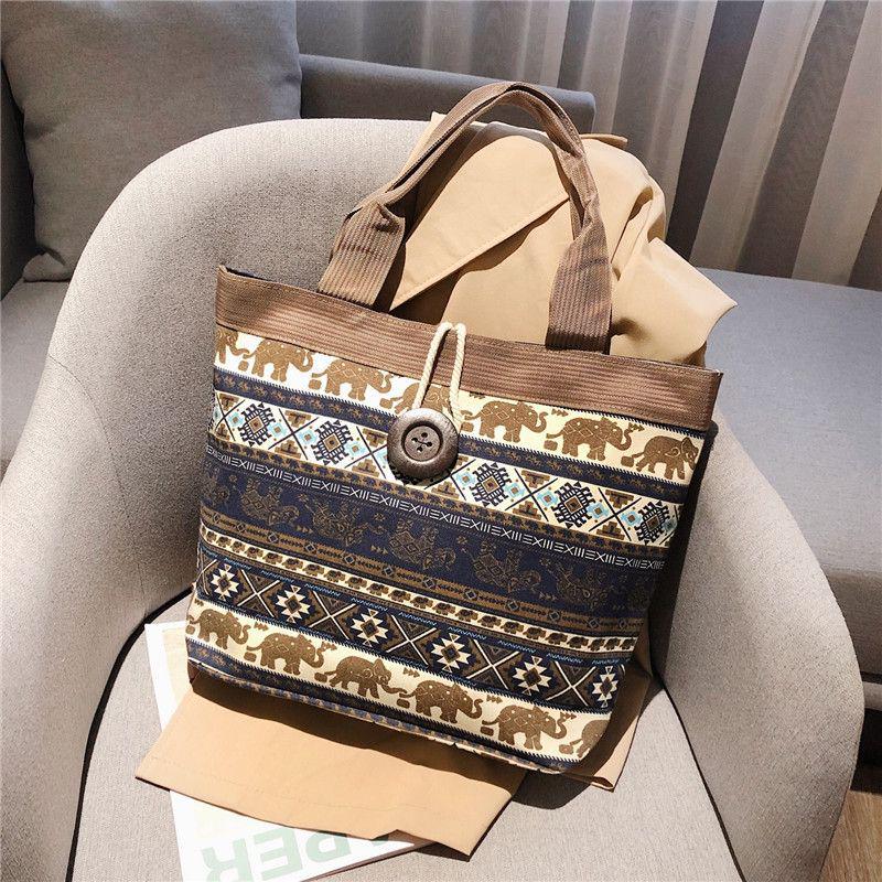 Женская холщовая сумка-тоут в этническом стиле большой вместимости