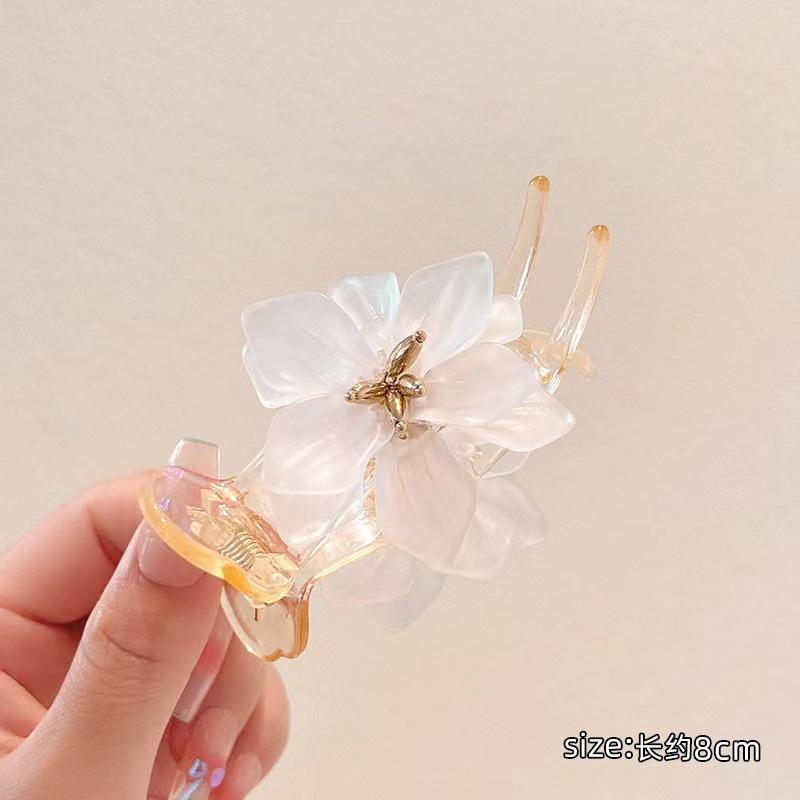 Acrylic Jelly Flower Hair Clip for Women's Fashion Hairpin Balls Head Hair Claw Shark Clip Girls Hair Accessories