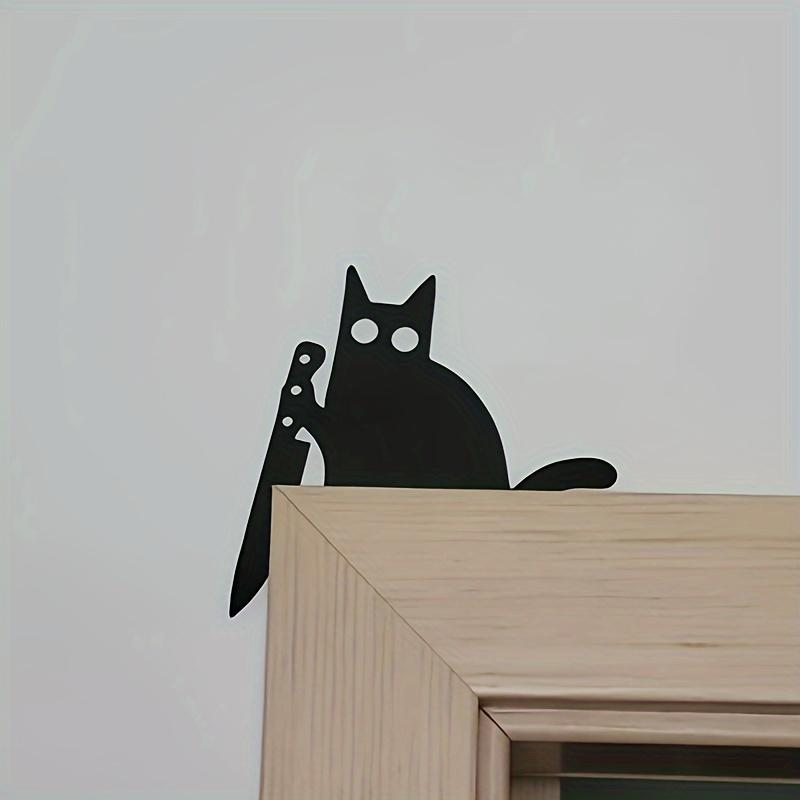 Gothic Black Cat Door Decorative Ornament 3D Printed Plastic, Suitable for Indoor and Outdoor Use, Perfect for Halloween Decorations
