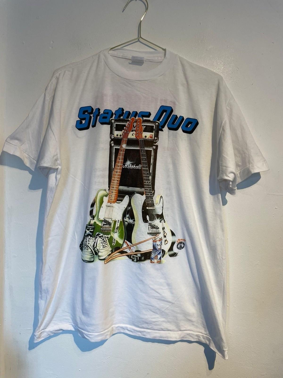 Vintage Status Quo Shirt Large 1988 Tour Rock Band White Gig 80s Eighties Unisex T-Shirt S