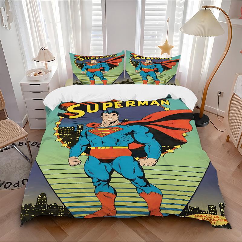 

3pcs Superhero Costume Bedding Set, Soft Polyester Duvet Cover and Pillowcases Machine Washable Seasons all suitable & Guest Room Decor295 135x200cm