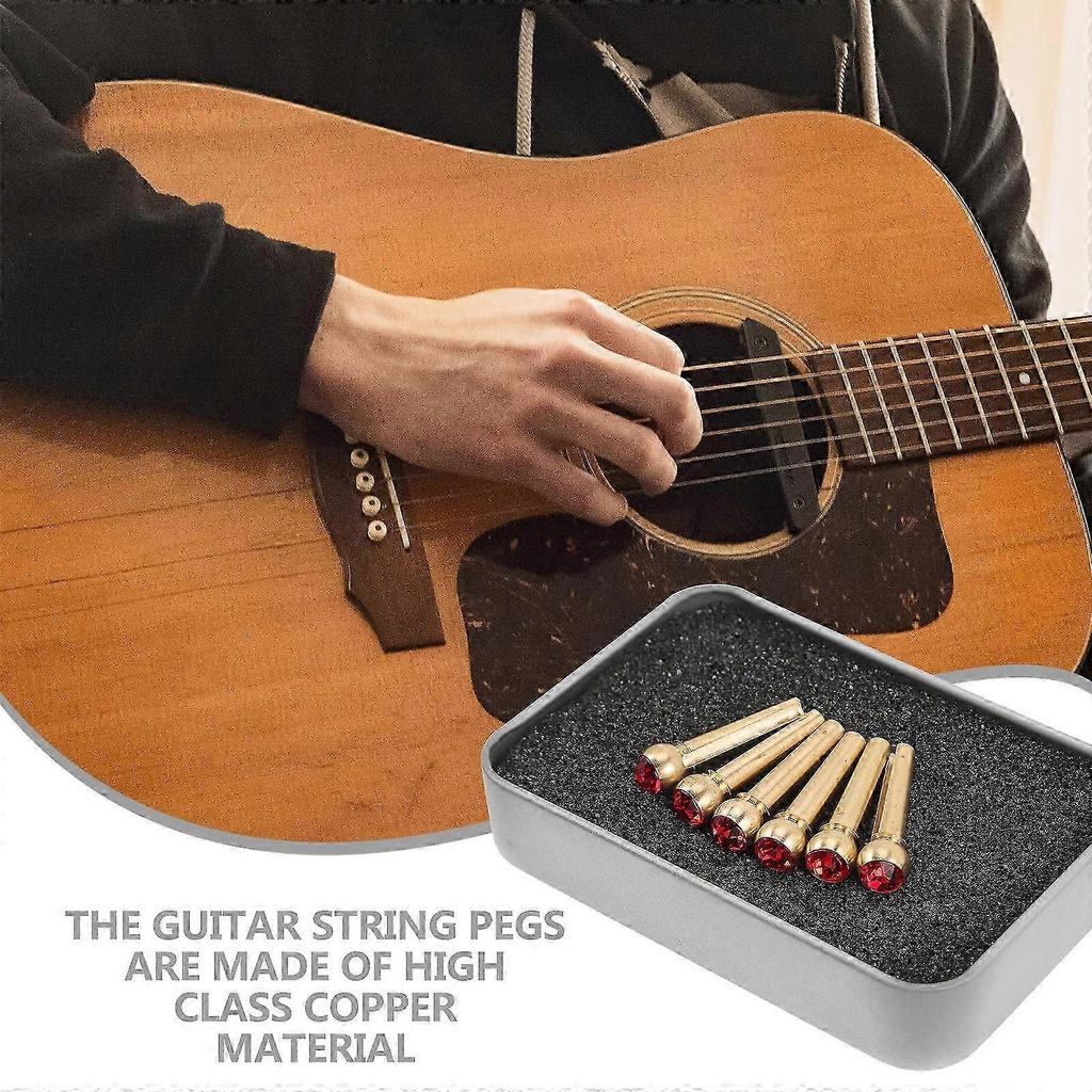 Copper Guitar Bridge Pegs Tuning Replacement Professional Guitarists Outdoor Use 2.8x0.7cm Simple Design 6Pcs