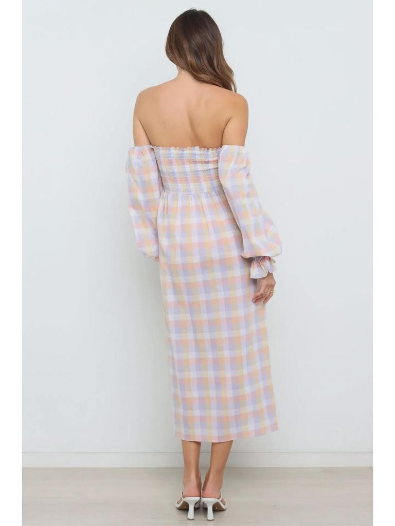 Women's Sexy Off-Shoulder Long-Sleeve Printed Dress for Fall/Winter YD101