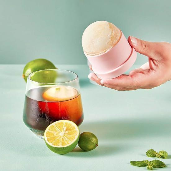 4Pcs Ice Hockey Mold with Lids Easy Release Sphere Ice Cube Maker Stackable Non-stick Puck Mold for Whiskey Cocktails Bourbon