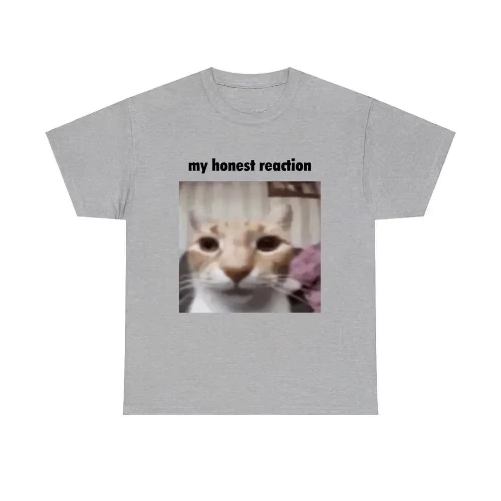 My Honest Reaction T-shirts Funny Cat Printed TShirts Women Casual Short Sleeve Tees Woman's Joke Humor Summer Clothing