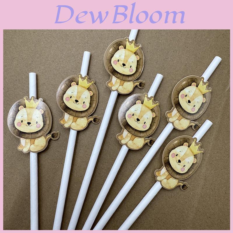Jungle Animal Party Straws With Degradable Paper Material For Kids Celebrations