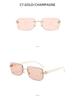 Stylish Frameless Leopard Sunglasses: Retro Faux Wood Grain Unisex Street Style