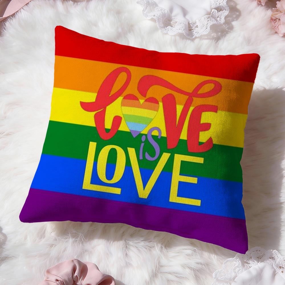 Homosexual Rainbow Flag Cushion Cover Premium Comfort Reversible Pillow Cove -Two In One Design for Any Room & Car Interior