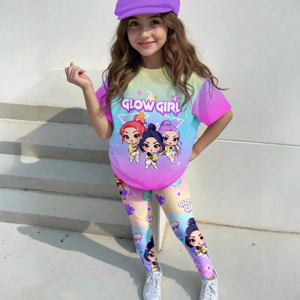 Children's Casual Short-sleeved Printed Short-sleeved Shirt And Pants Two-piece Set