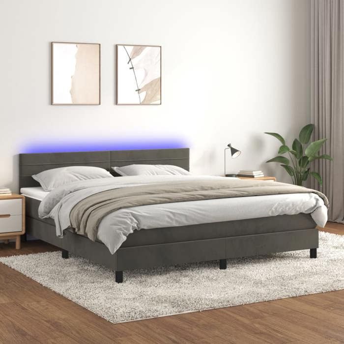 VidaXL Sommier à Lattes de Lit avec Matelas et LED, Lit Rembourré, Lit Double, Lit Adulte de Chambre à Coucher Intérieur, 3134472