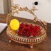 European Style Metal Fruit Plate Portable Handle Retro Storage Basket  For Home Kitchen Bar