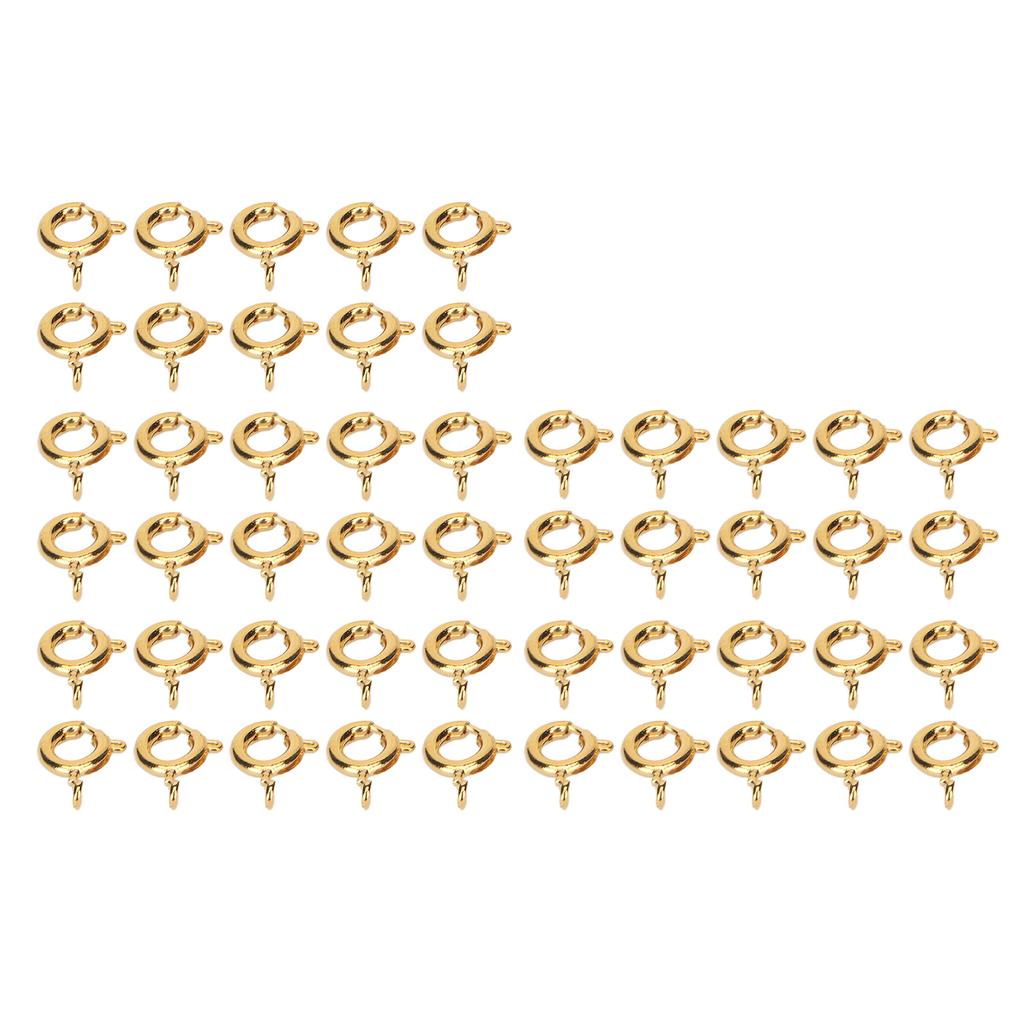 50 Pcs Spring Ring Clasps 6mm Diameter 1.5mm Hole Decorative Copper Round Clasps for Jewellery Gold