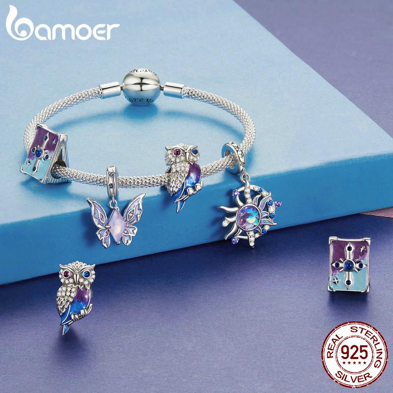 BAMOER 925 Sterling Silver Magic Butterfly Charms Sun and Moon Beads Fit Women Original Bracelets DIY Jewelry