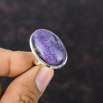 Anillo de purpurita 925 anillo de plata de ley anillo ajustable joyería de piedras preciosas de purpurita anillo hecho a mano regalo para sus anillos de piedra de nacimiento anillo elegante