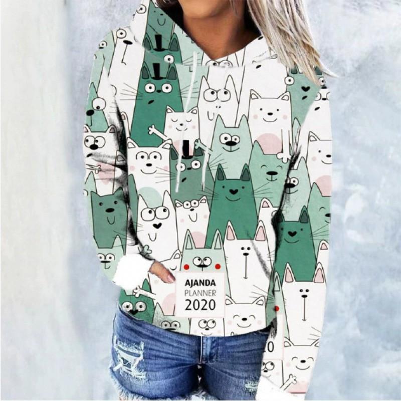 Womens Oversized Hooded Sweatshirt With Christmas Print 3D Digital Loose Fit Long Sleeve Casual Top