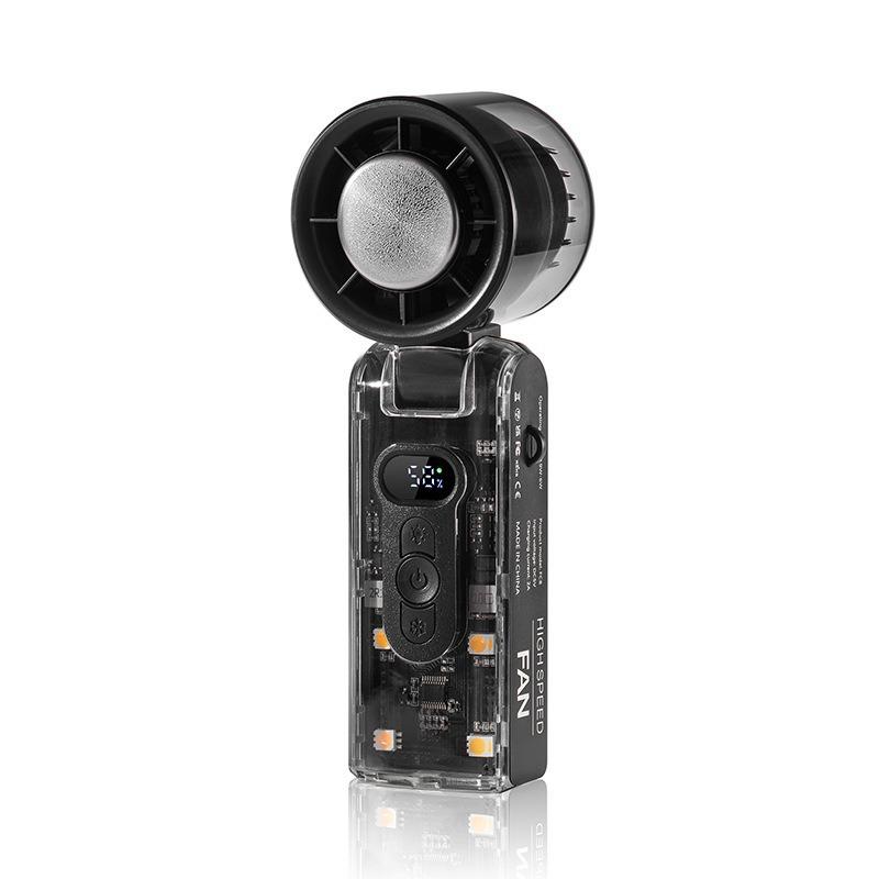 Football-style Cross-border Handheld Cold-air Fan; Foldable Digital Display 100-speed Settings; Bladeless Brushless Outdoor