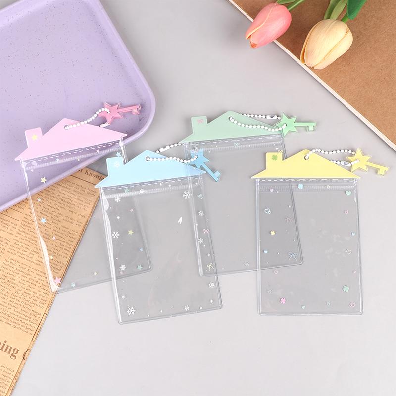 Cute Cartoon Transparent House Card Cover Pvc Clear Photo Holder Badge Id Credit Card Case Student Campus Cards Protector