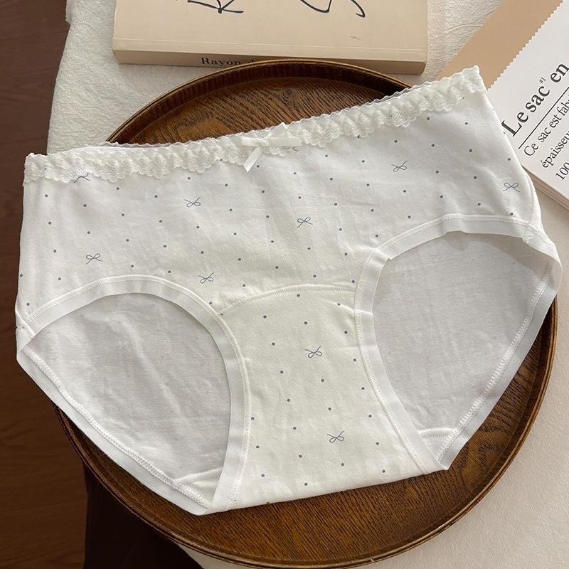 Women's Spring and Summer Pure Cotton 10A Antibacterial Extended Crotch Hip Mid Waist Triangle Briefs