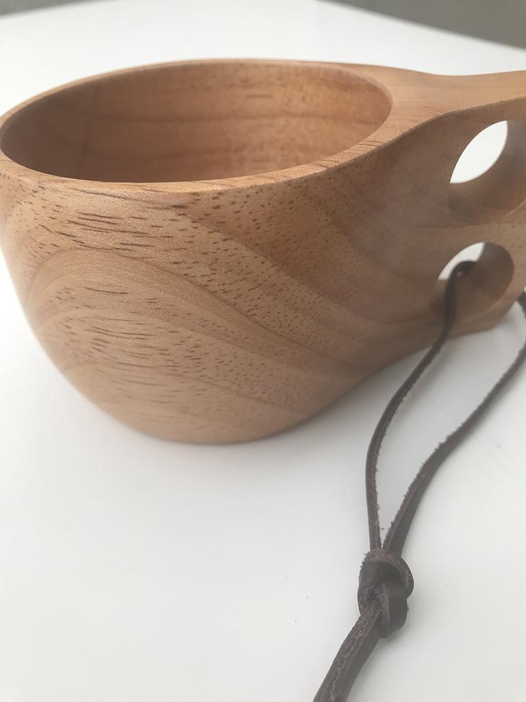 Tawatawa Kuksa Wooden Mug, Natural Wood, Approx. 8cm Diameter, Handmade Cup