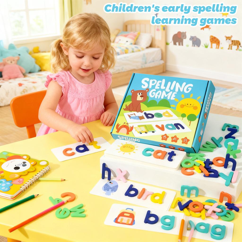 Kids Early Learning Spelling Game - 26 Alphabet Letter Puzzle, Word & Matching Educational Toy For Preschool