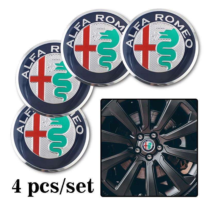 4Pcs Car Emblem Wheel Hub Center Cap Sticker Rim Badge Cover For Alfa Romeo GT 147 159 166 156 Giulietta Mito 8C Stelvio VolanteNO0