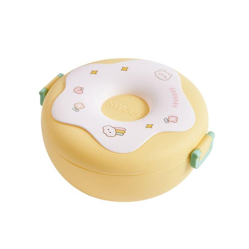 Plastic Food Container Round Shaped Food Storage Box Cute Donut Lunch Box  Girls Children Students