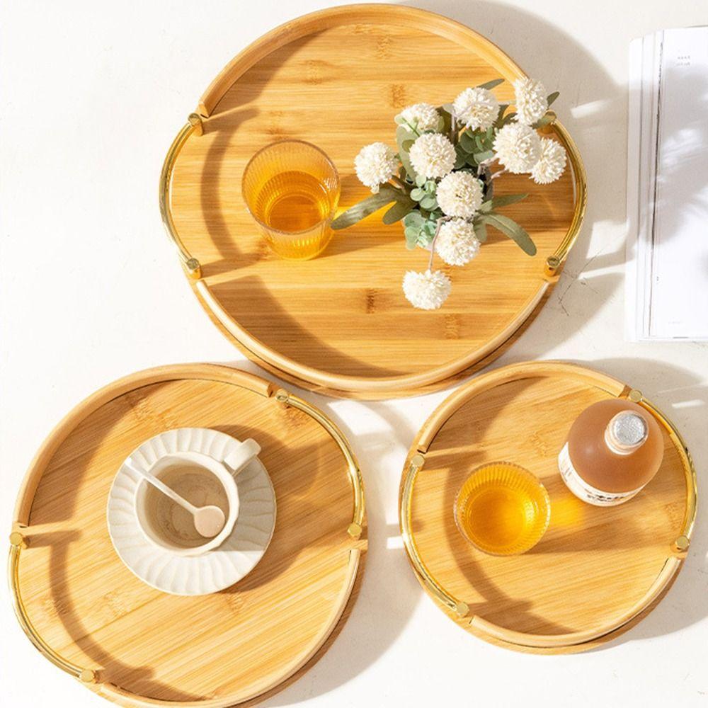 Vintage Tea Bamboo Tray Round Bread Pallet Japanese Style Eating Basket  Camping