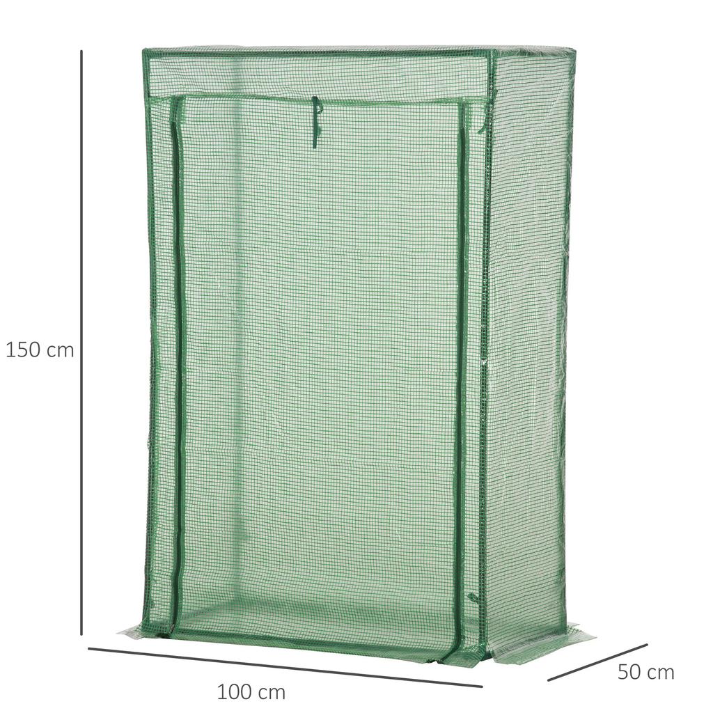 100 X 50 X 150cm Tomato Greenhouse Steel Frame PE Cover with Roll-up Door Outdoor for Backyard, Balcony, Garden, Green