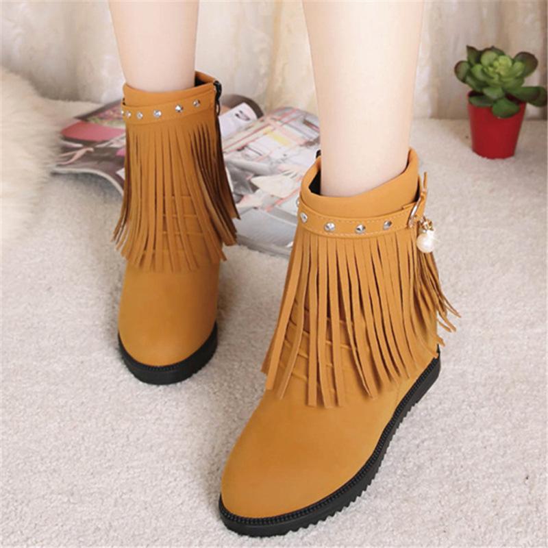 Hot sequined four seasons universal sleeve flat Fringed large yards female boots