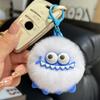 Monster-Inspired Plush Keychain Soft Fuzzy Fur Ball with Big Eyes & Teeth Eye-catching Bag Charm for Keys Backpacks Fun Gift for Teens & Adults