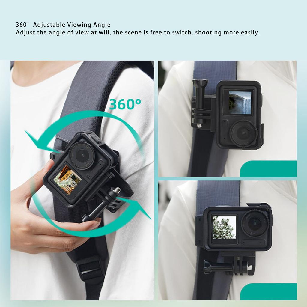 Action Camera Backpack Strap Mount Quick Release Backpack Shoulder Strap Clamp Mount for Action 3 4 for Pocket 3 for X4 GO3