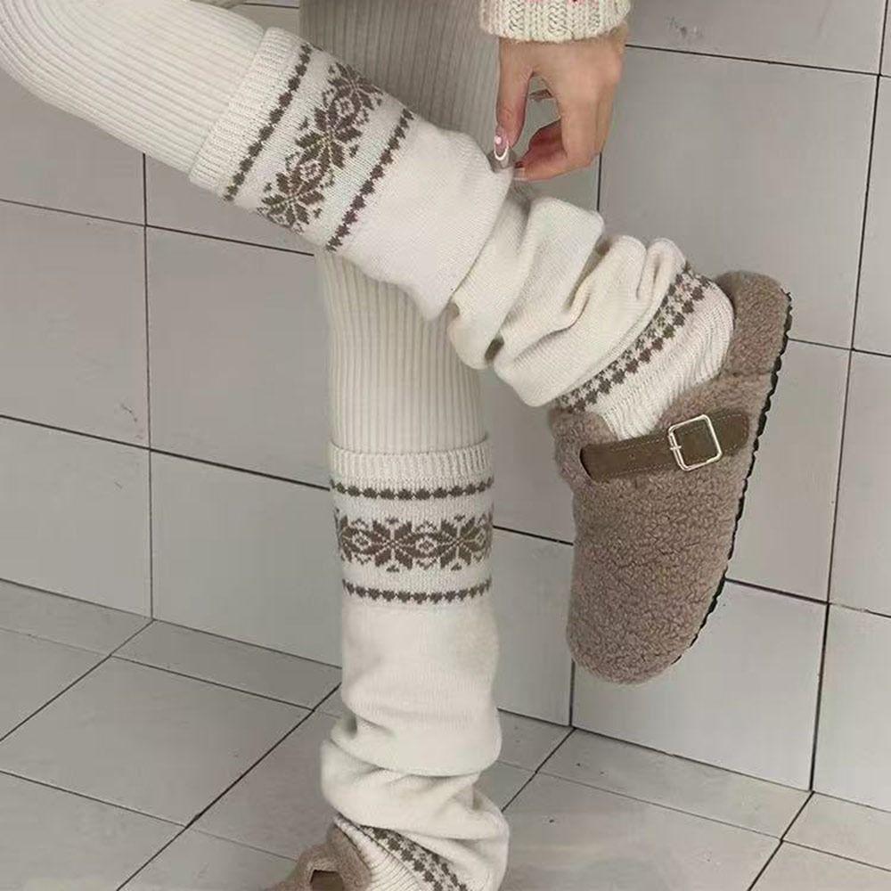 Knitted Leg Warmers Warm Long Socks Casual Knee Socks Autumn Winter
