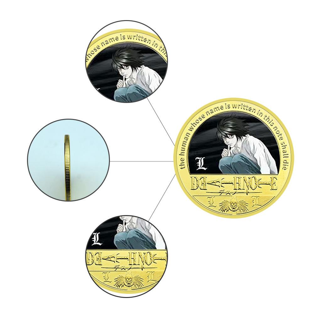 Notes Coin Japanese Detective Manga Gold Plated Color Commemorative Coin Anime Peripheral Commemorative Badge Collection Gift