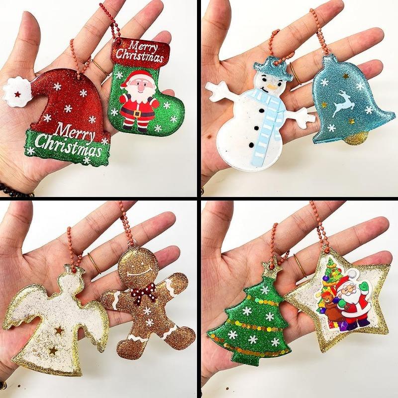 2Pcs Christmas Ornament Resin Mold, Holiday Silicone Mold, Jingle Bells/Gingerbread Men Bauble Mold