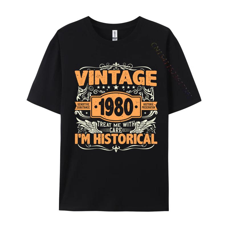 Slim Fit Tshirts 1980 Birthday Vintage 1980 Born In 1980 Made In 1980 T-shirts Normal Design Plain Cotton Mens Tops Tees