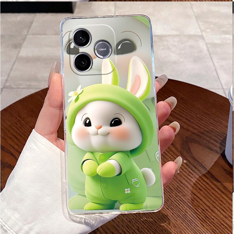 Shockproof Phone Case For Honor 600 Lite 5G/Honor 500 Smart 5G Transparent TPU Soft Casing Fashion Cute White Furry Bear Shell