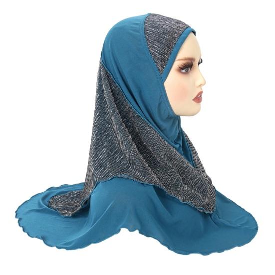 Women Headscarf Hat Lightweight Breathable Soft Crystalline Golden Wire Design Head Wrap Color-blocked Turban Hat